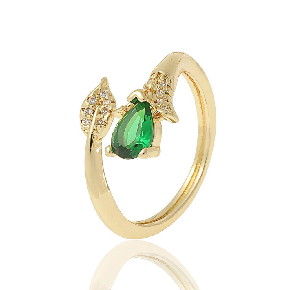 Kupfer beschichtetes echtes Gold eingelegt Zirkon Ring Ins Cool Wind Ring Modisch und schön