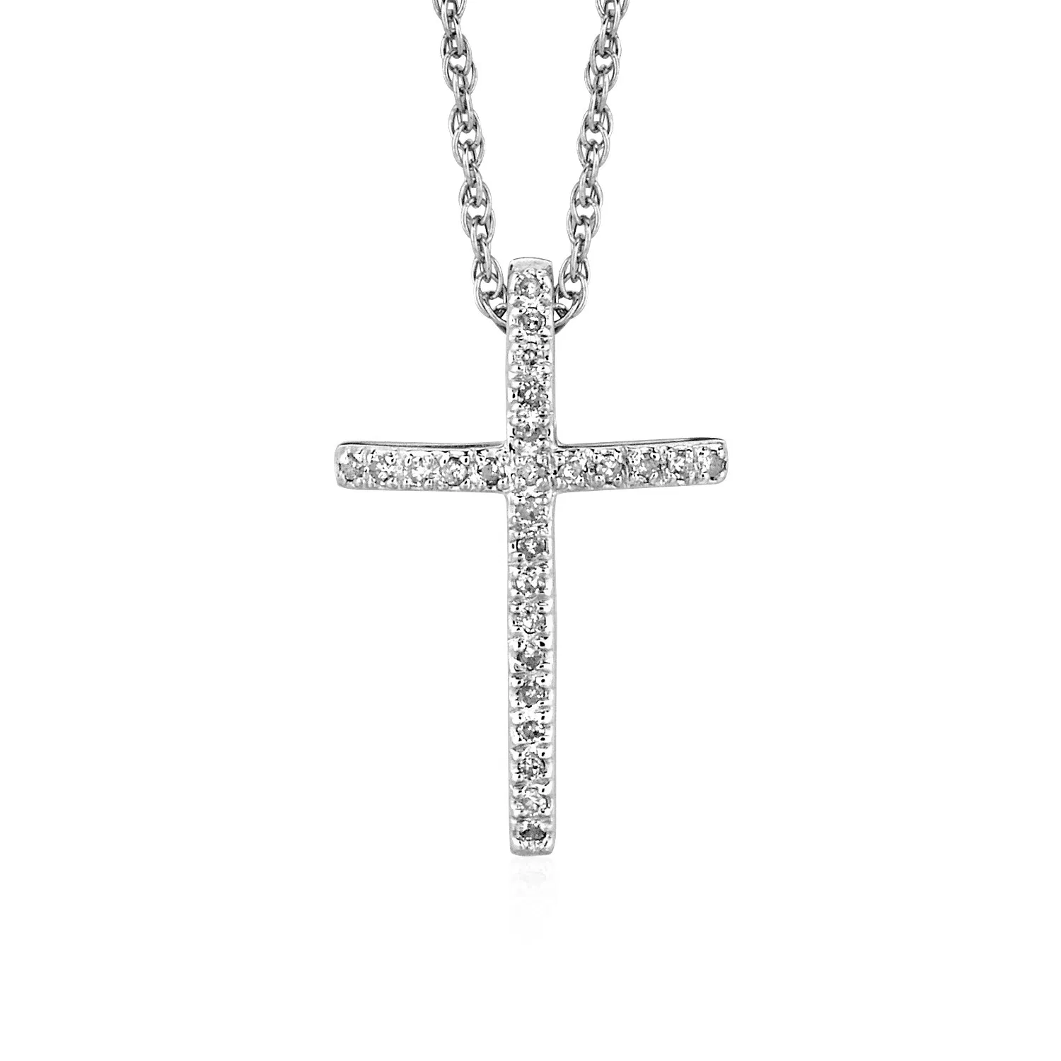 Schmaler Kreuz Anhänger mit Diamanten in Sterling Silber
