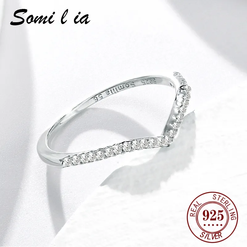 Komilia Romantik 925 Sterling Silber Wassertropfen Ringe für Frauen Glanz 5A Clear Cubic Zirkonia Simple Ring Hochzeit Fein Schmuck