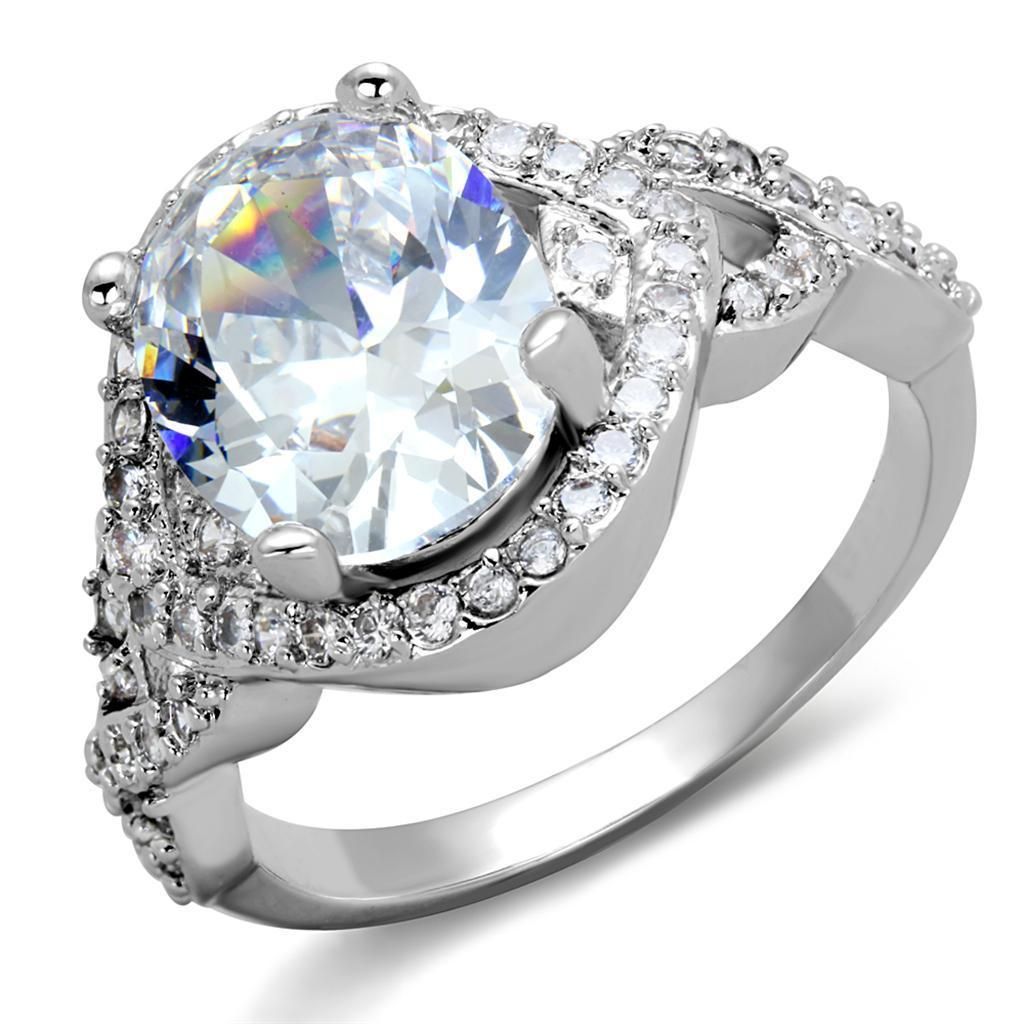 3W880 - Rhodium-Messing - Ring mit AAA-Klasse CZ in Clear