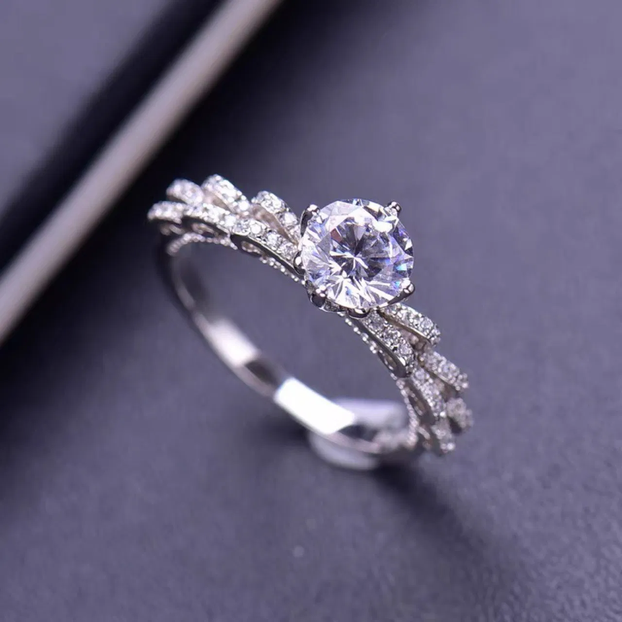 Band Sweet Hochzeitsring Silber Plated Moissane Diamant