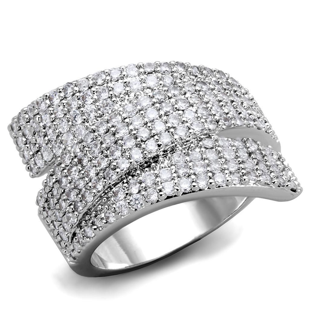 3W883 - Rhodium-Messing - Ring mit AAA-Klasse CZ in Clear
