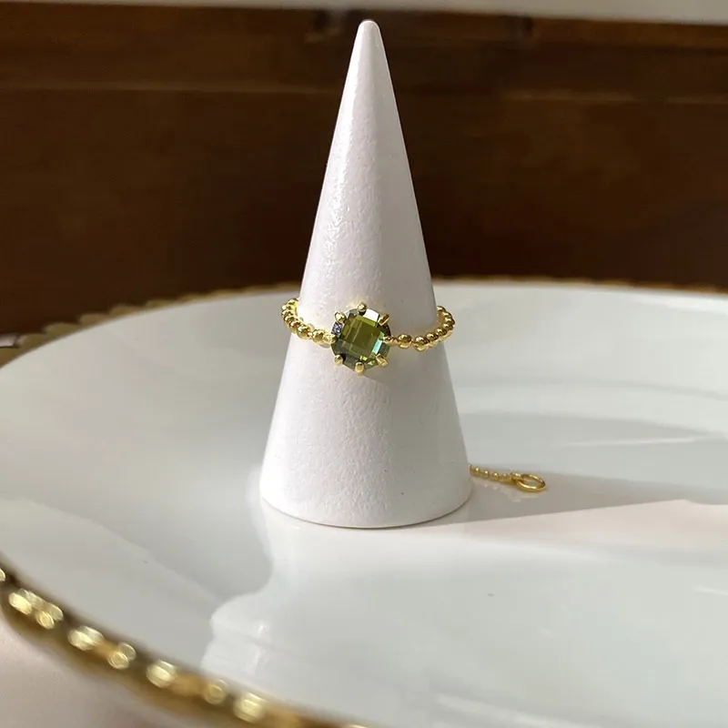 Frauen Mode Persönlichkeit ziehen Round Beads Chain Ring