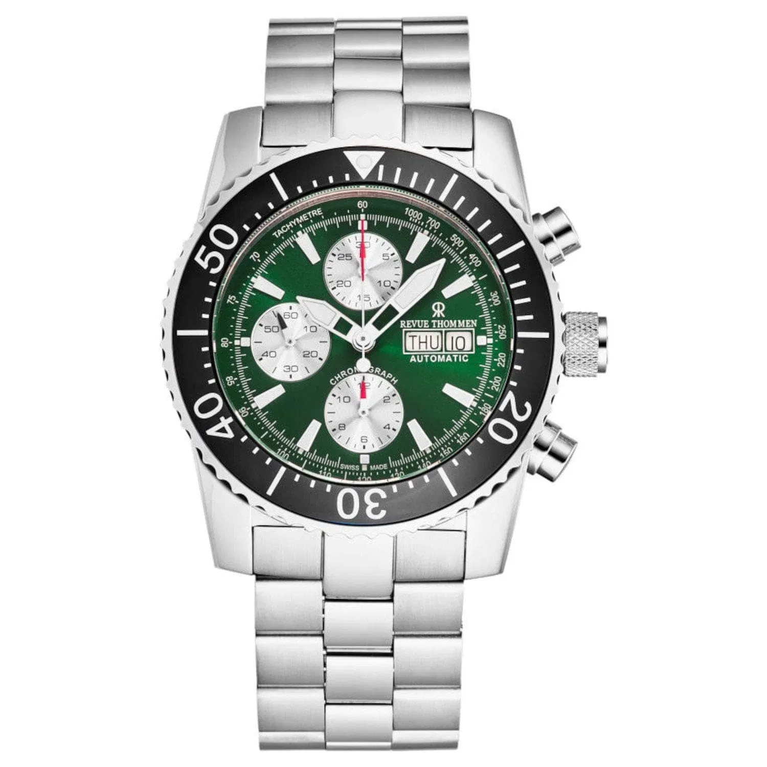 Revue Thommen 17030.6121 Herren 'Divers' Grünes Zifferblatt Tag-Datum Chronograph Automatische Uhr