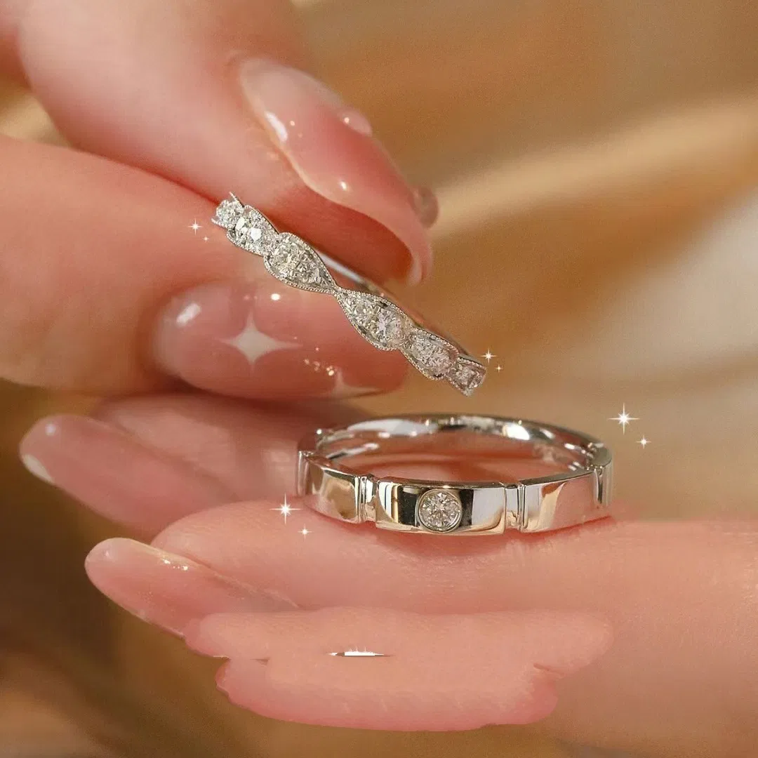 Rein weißer Kupfer Nicht-fading Zucker Prinzessin Paar Ring