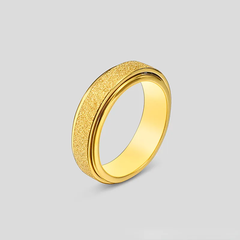 Spinner Ring für Frauen Männer; Angst Erleichterung Edelstahl Gold Silber Schwarz Regenbogen Sand Blast Finish Fidget Ring; Band Hochzeit Pormise Schmuck