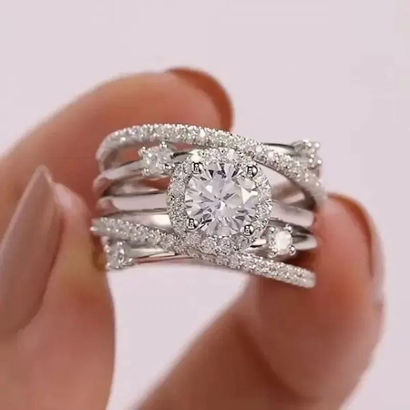 Frauen Mode Multi-Loop Winding Inset Zircon Ring