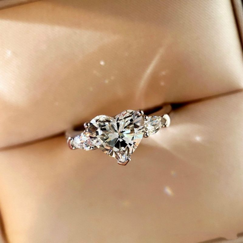 Elegante Frau Mode Exquisite Herzring Adel Prinzessin Verlobung Vorschlag Hochzeitsring Jubiläumsgeschenk Geburtstagsparty Weihnachtsgeschenk
