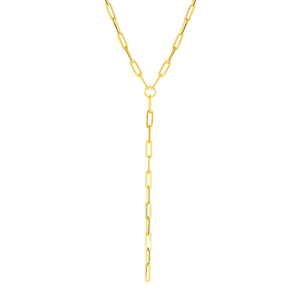 14 Karat Gelbgold Paperclip Kette Lariat Halskette