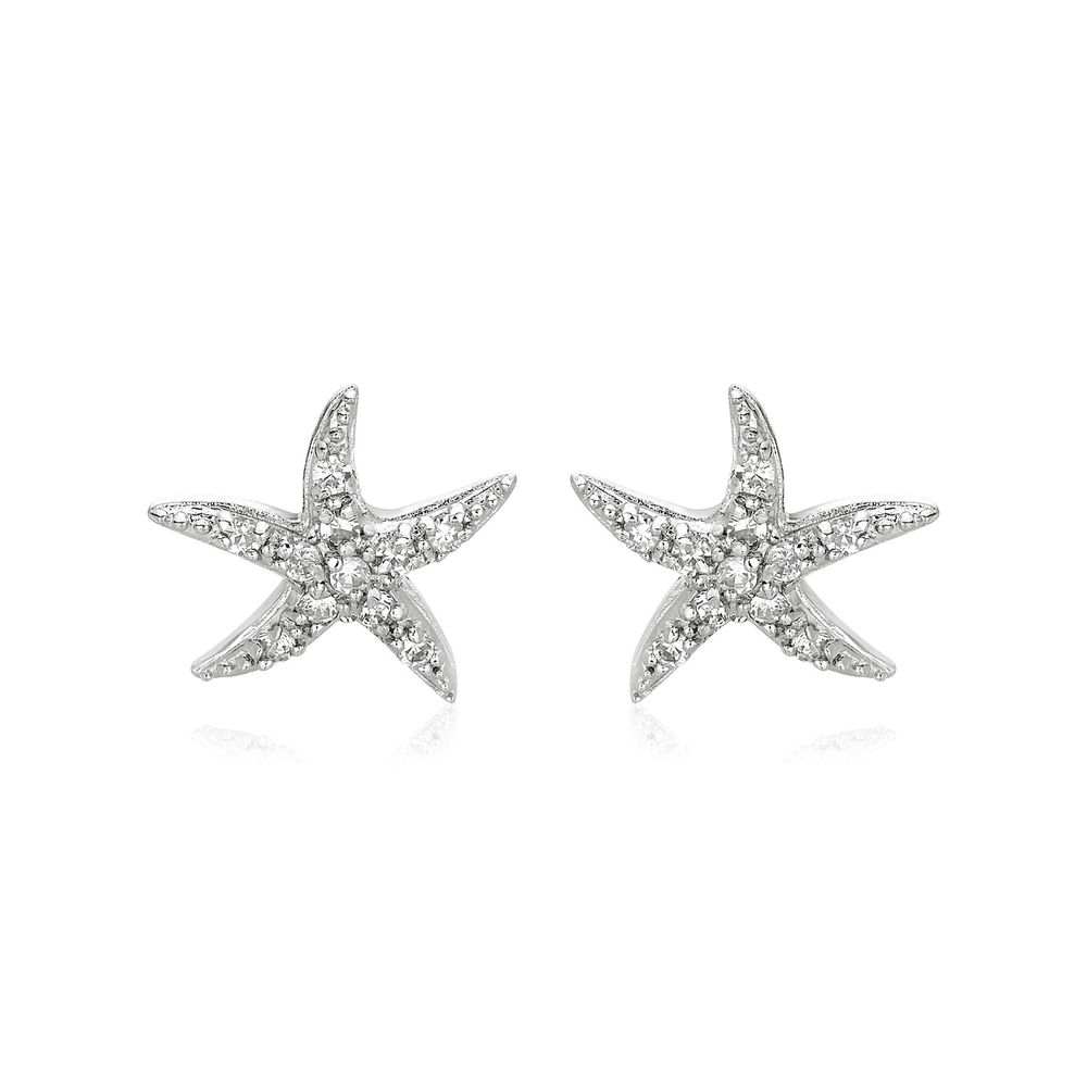 Sterling Silber Starfish Ohrringe mit Kubik-Zirkonien