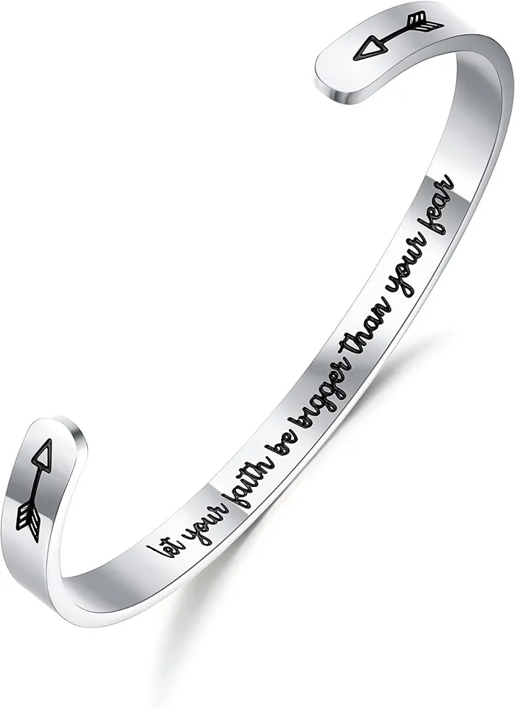 Inspirierende Armbänder für Frauen Motivation Mantra Zitat Manschettenarmbänder für besten Freund Mitarbeiter Schmuck für Teenager Mädchen Personalisierte Ermutigung Geburtstagsgeschenk mit Box