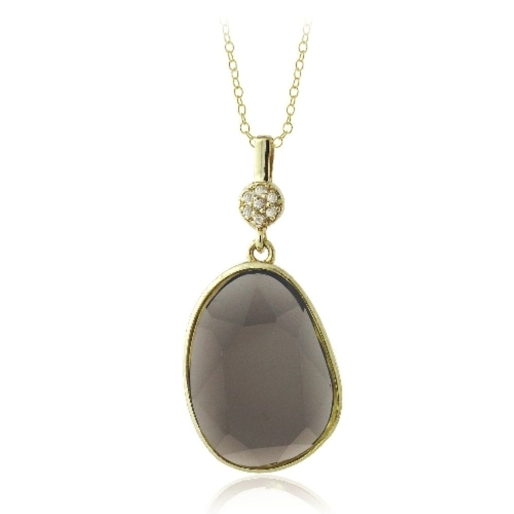 Gold Tone Smoky Quarz & White Topaz Regentropfen Halskette