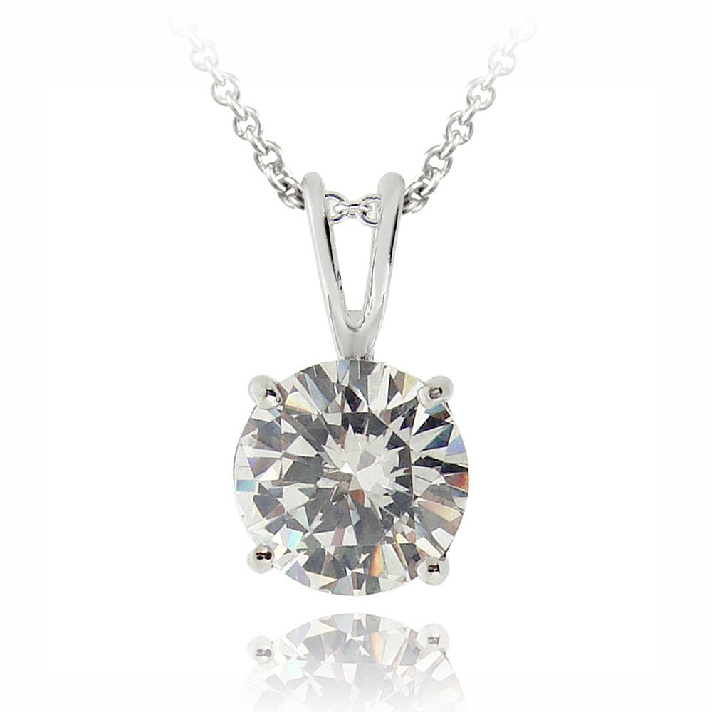 Silberton CZ Round Solitaire Halskette, 9mm