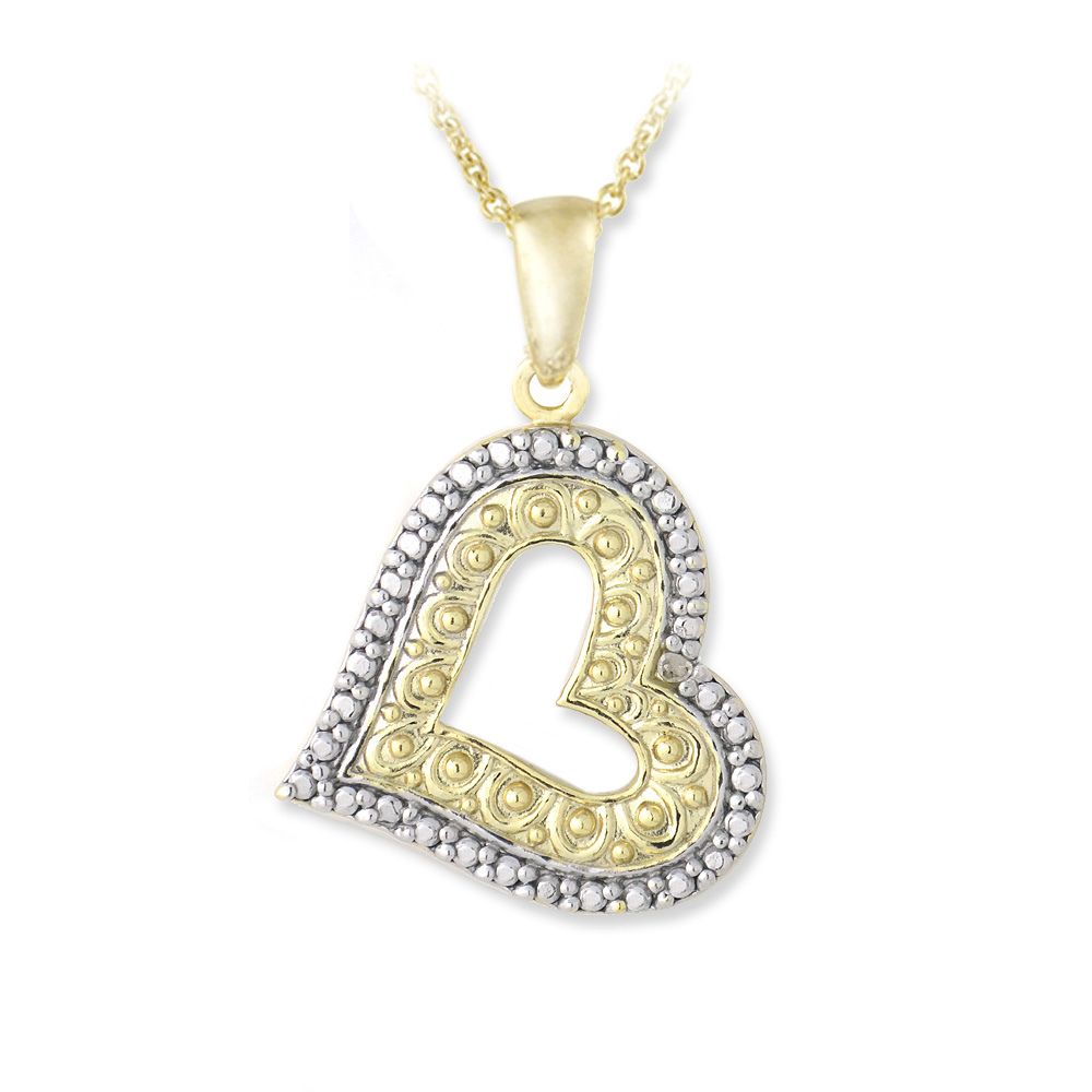 18 Karat Gold über Sterling Silber Diamant Akzent schwimmende Herzen Halskette