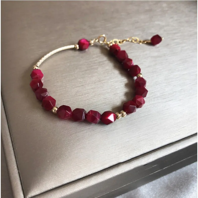 Geometrisches Schneiden Tiger Eye Stone Armband