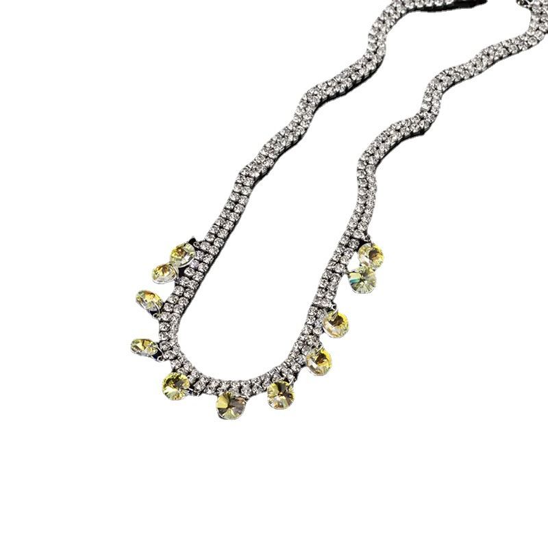 Trendy iridescent Diamant Doppelschicht Halskette