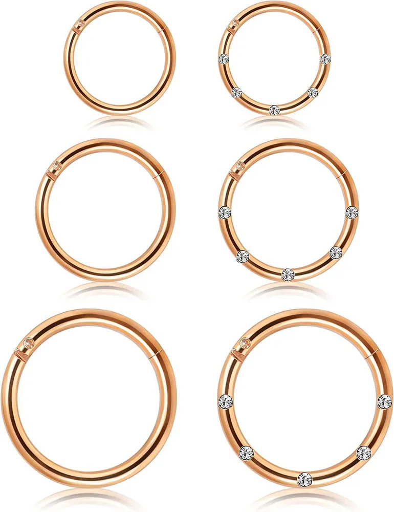3Paare Edelstahl 16g Knorpel Hoop Ohrringe für Männer Frauen Hinge Clicker Nasenring Helix Septum Couch Daith Lippen Tragus Schlaf Ohrringe