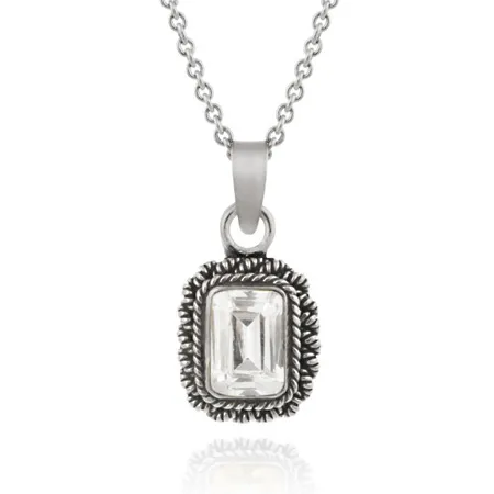 Sterling Silber CZ Emerald Cut Vintage Anhänger
