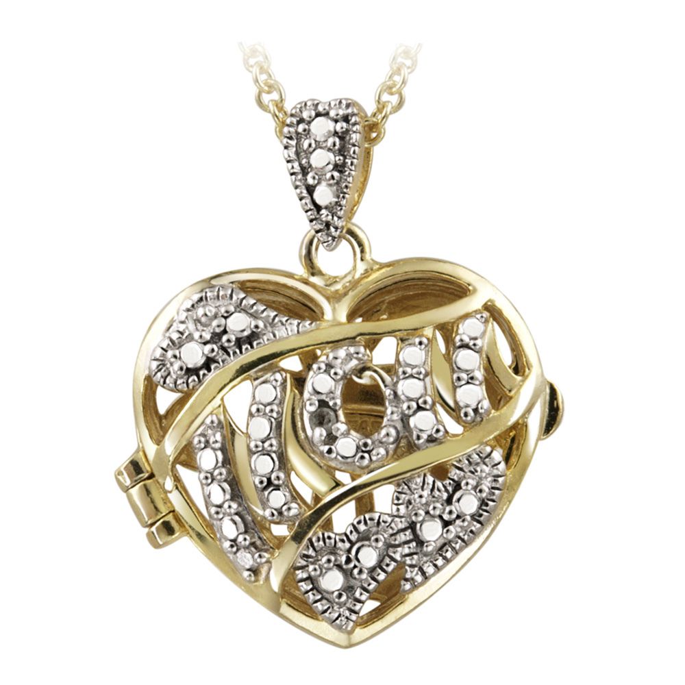 Gold-Tone Diamant Akzent MOM Herz Halskette