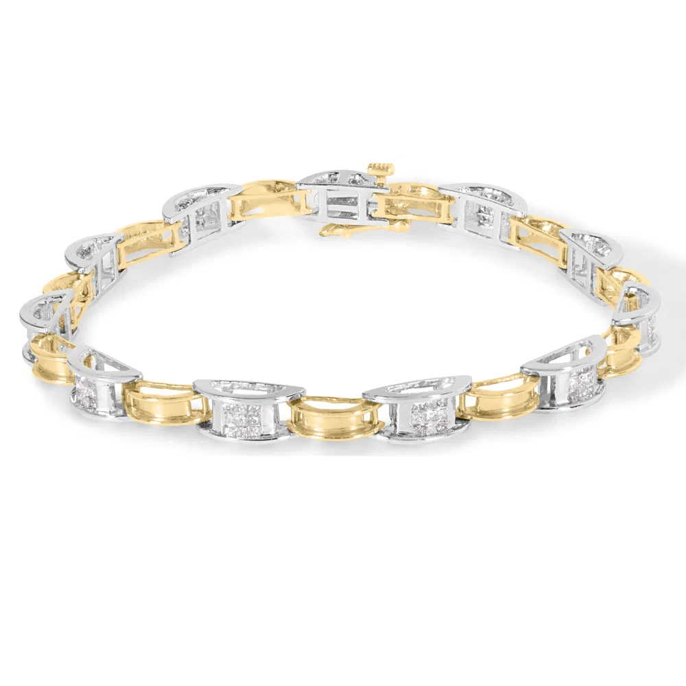 14 Karat Zwei-Ton - Gold 1,00 Cttw Princess-Cut Diamond Chain Link 7