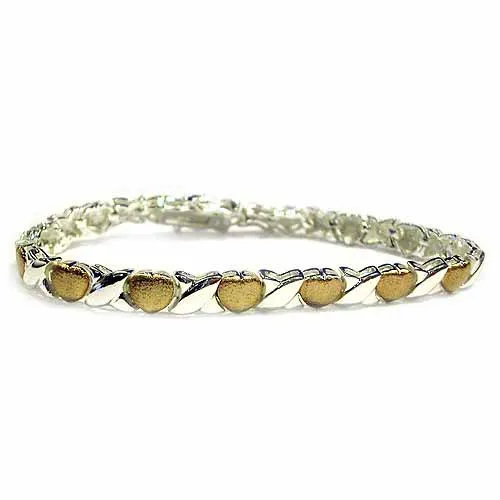 18 Karat Gold über Sterling Silber Zwei Tone X & Herz Armband