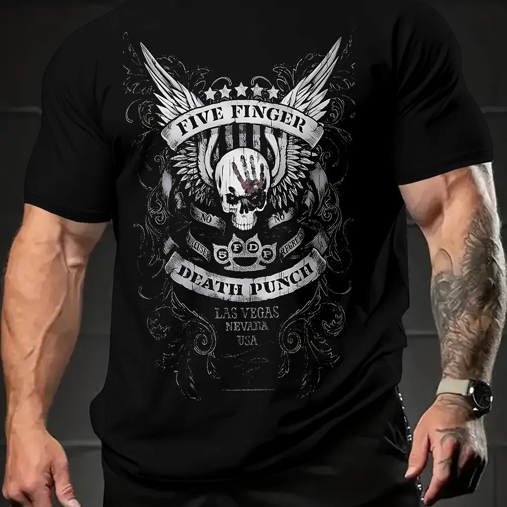 Vintage Brief und Schädel Print Round Neck Kurzärme T-Shirt für Männer, Casual Sommer-T - Shirt, geeignet für tägliche Kleidung und Urlaubsziele