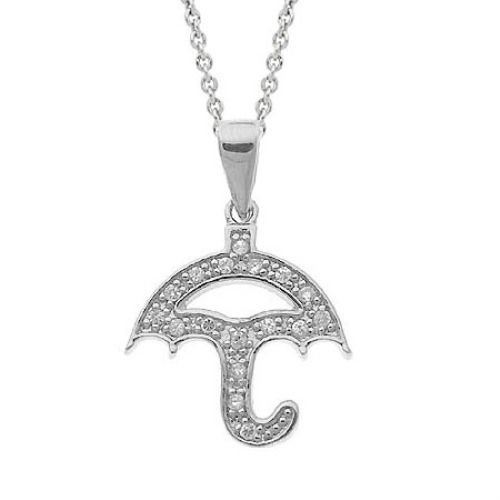 Sterling Silber CZ Regenschirm Novelty Anhänger