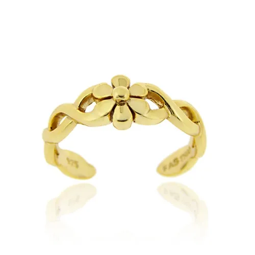 18 Karat Gold über Sterling Silber geflochten Daisy Flower Toe Ring