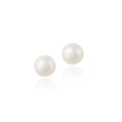 18K Gold über Sterling Silber Frischwasser kultiviert 5,5 - 6mm Weiße Perlen Stud Ohrringe