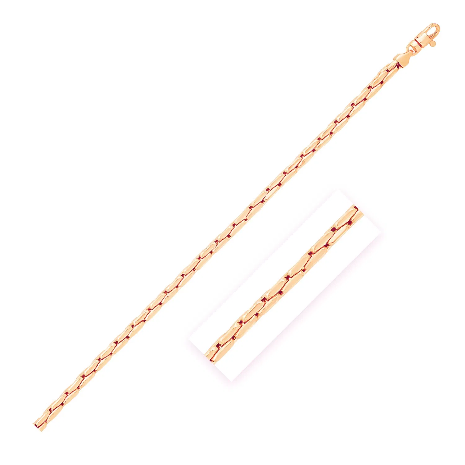 14 Karat Rose Gold High Polish Compressed Cable Link Armband