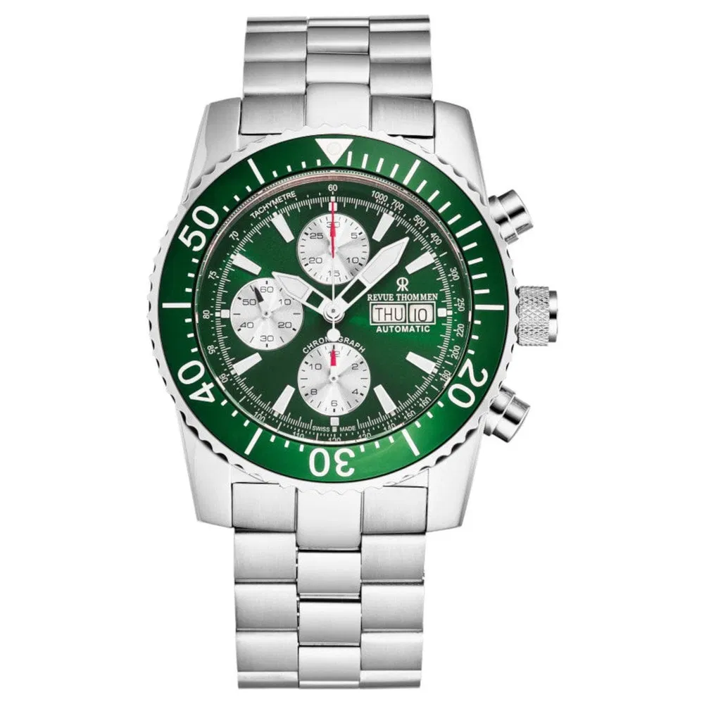 Revue Thommen 17030.6131 Herren 'Divers' Grünes Zifferblatt Tag-Datum - Chronograph Automatische Uhr