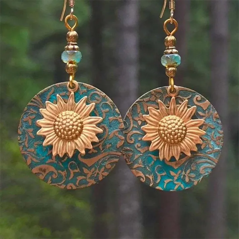 Boho Sonnenblumen Ohrringe Kreative Mode Vintage Verlobung Hochzeit Drop Ohrringe Weibliche Schmuck Geschenke