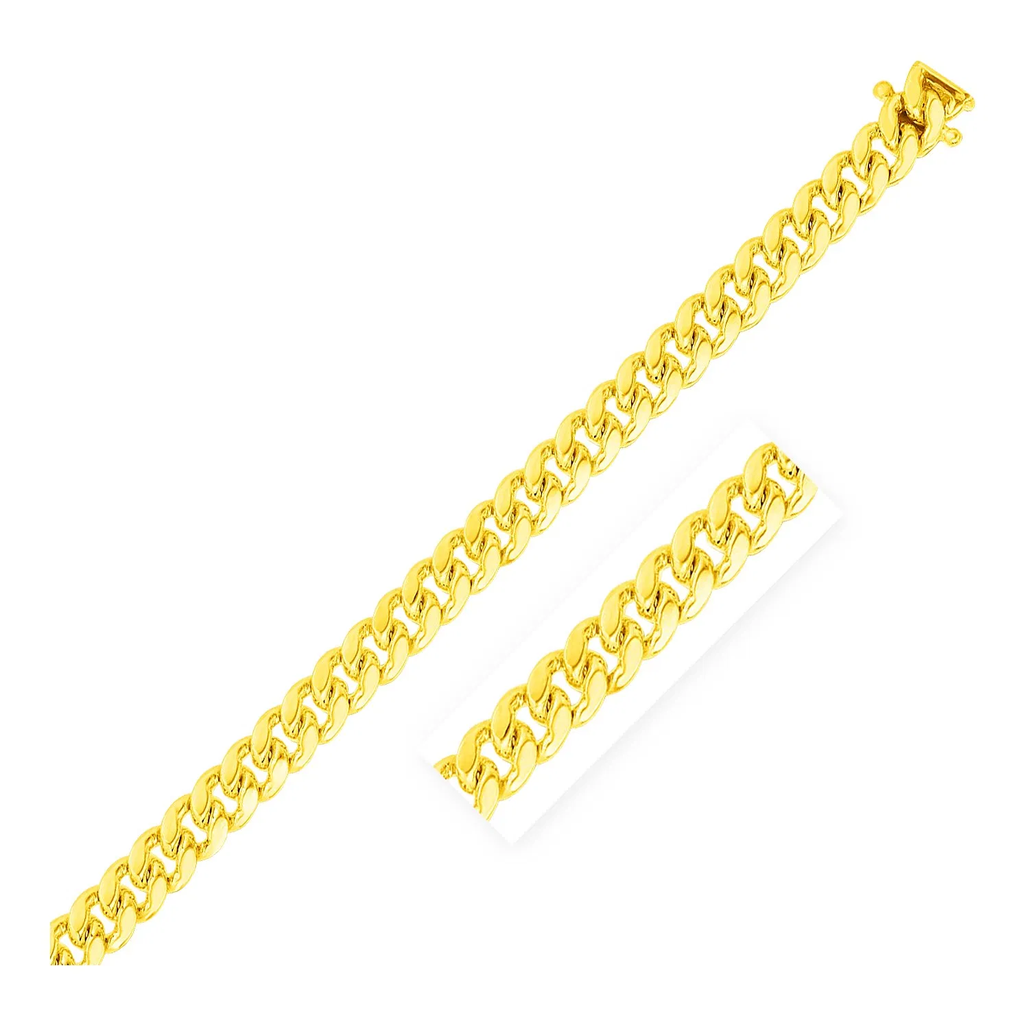 7,0 mm 14 Karat Gelbgold Classic Miami Cuban Solid Chain