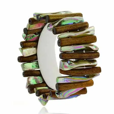 Iridescent Braun & Grau Echtes Meer Bambus Coral Chunky Armband