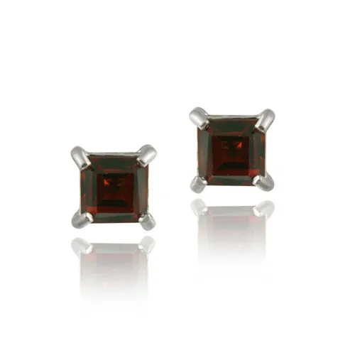 Sterling Silber 1,60ct. Garnet 5mm Square Stud Ohrringe