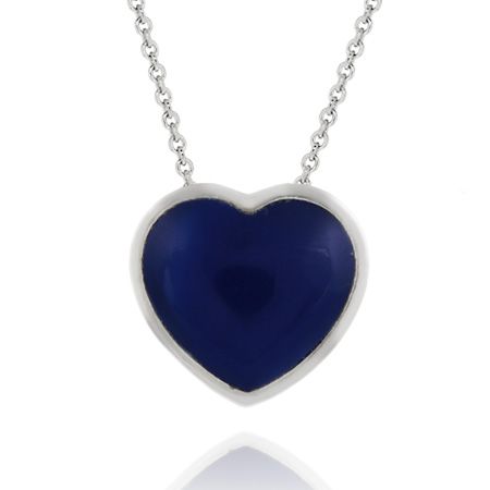Sterling Silver Slide / Pendant w / Herzförmiger Blauer Agatstein