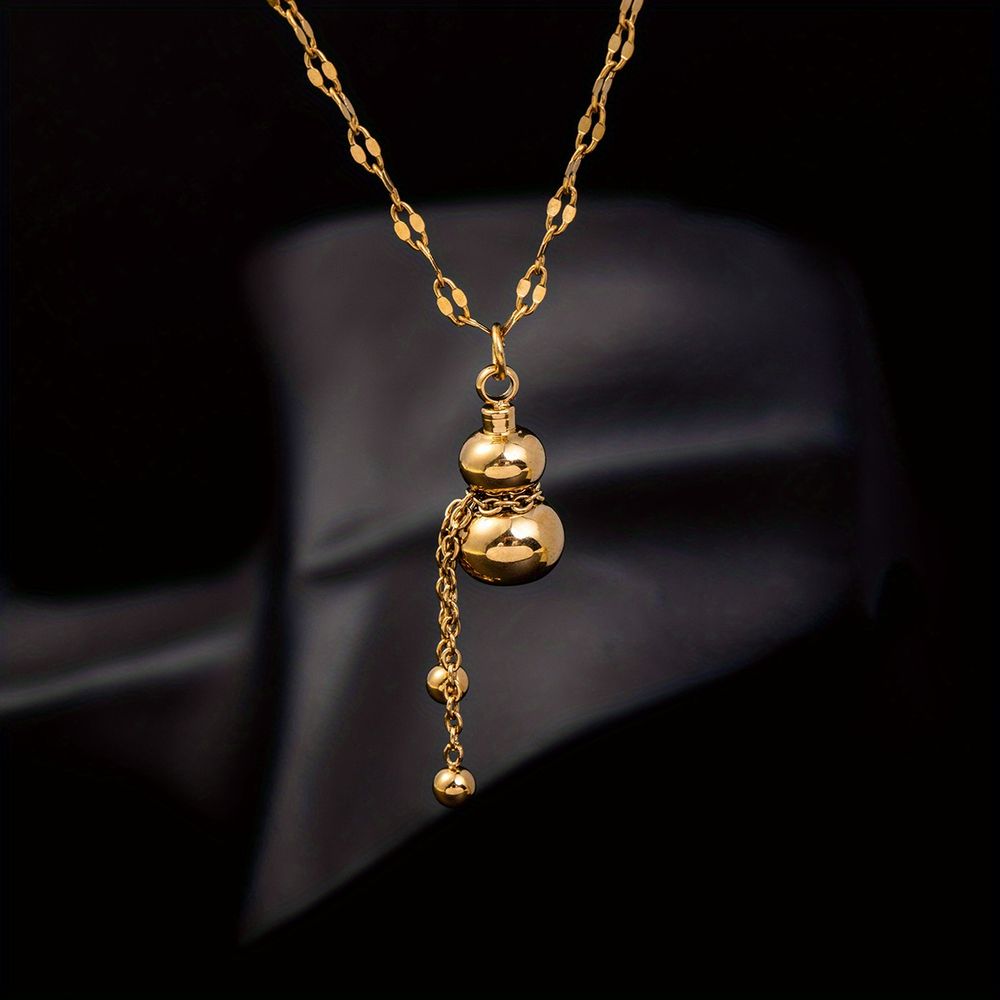 1pc Kürbis-Form Boho Anhänger Halskette für Männer, goldener Titan-Stahl verstellbare Kette Länge Retro Anhänger Kette Mode Schmuck Accessoires Geschenk