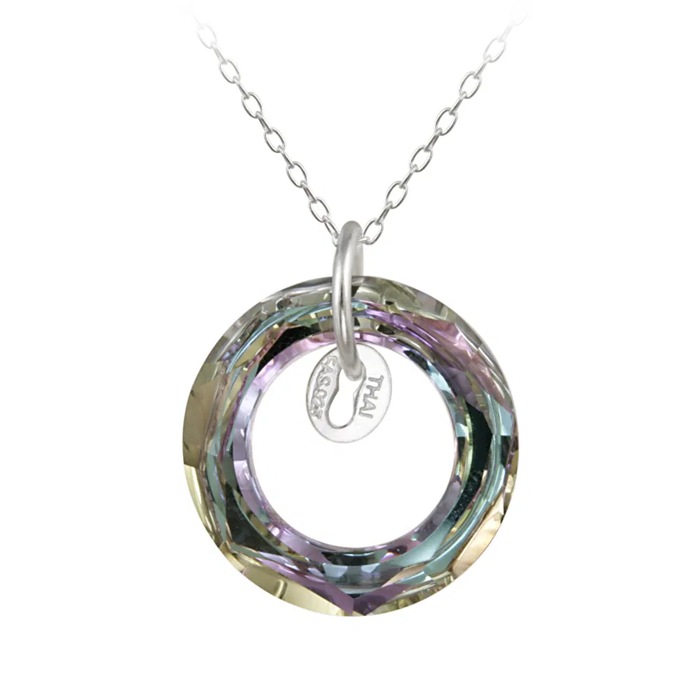 Sterling Silber Vitrail Licht Swarovski Elemente Kreis Halskette
