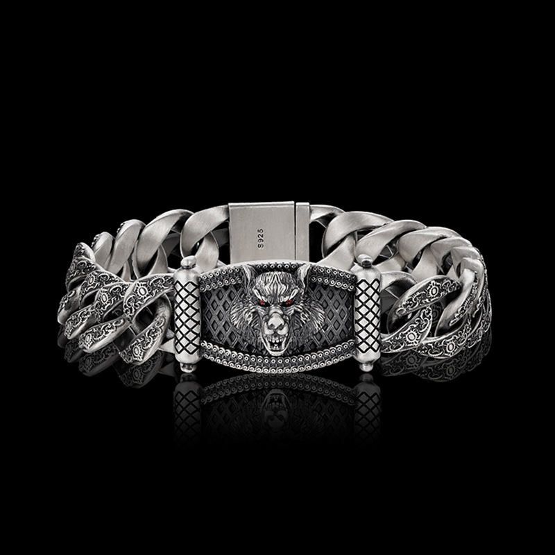 New Wolf Head Armband Männer Mode Retro Hegemonie