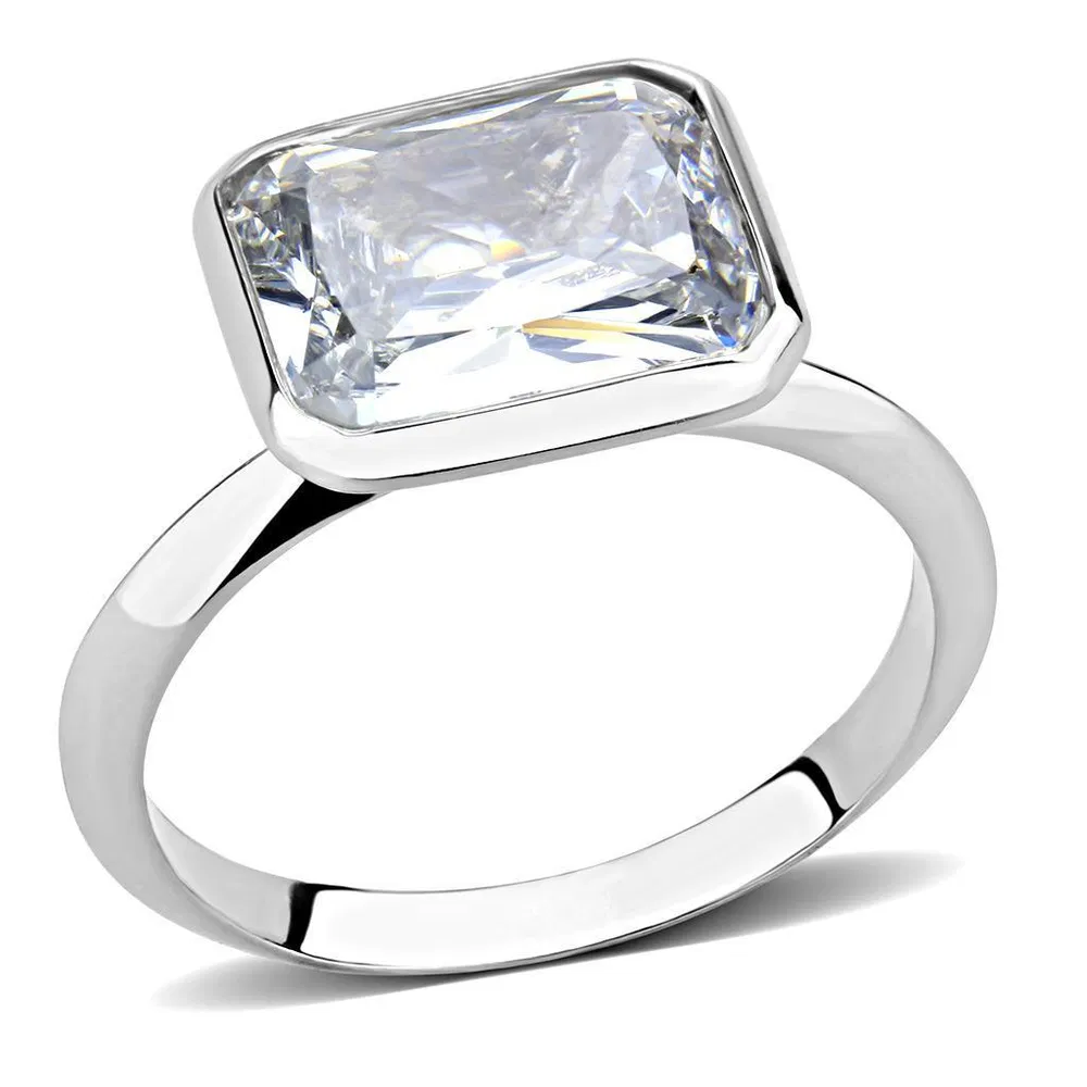 3W1488 - Rhodium-Messing - Ring mit AAA-Klasse CZ in Clear