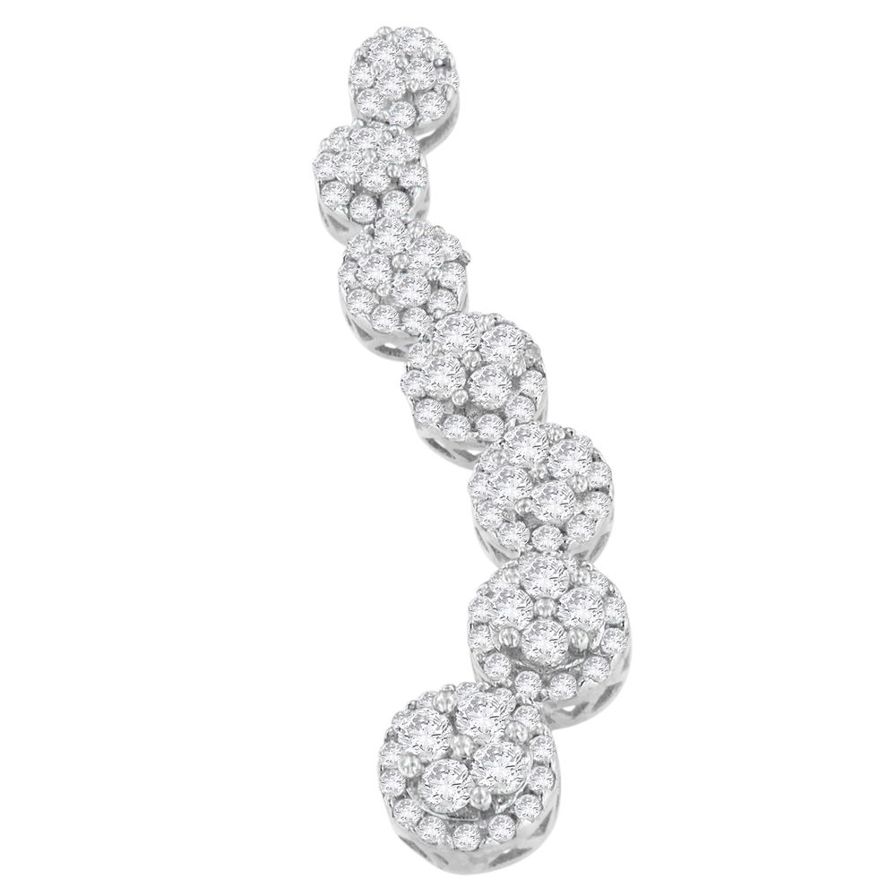 10K Weißgold Round Cut Diamond Circle Journey Pendant Kette (1.00 cttw, H-I Farbe, I1 - I2 Klarheit)