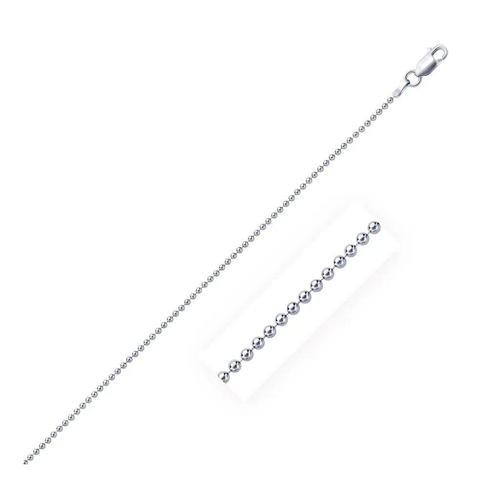 Rhodium Plated 1.5mm Sterling Silber Perlen Stil Kette