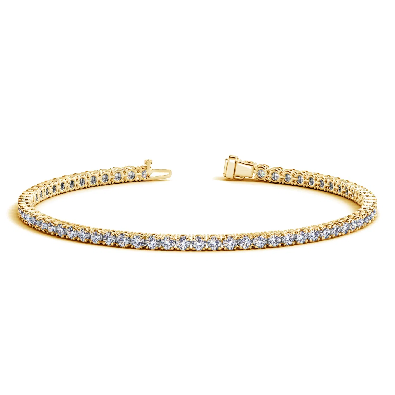 14 Karat Gelbgold Round Diamond Tennis Armband (3 cttw)