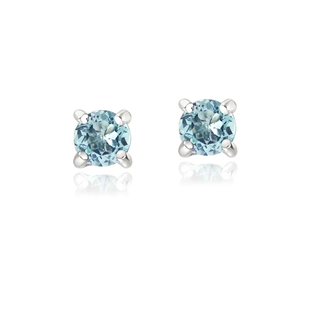 Sterling Silber .5ct Blau Topaz Round Stud Ohrringe, 3mm
