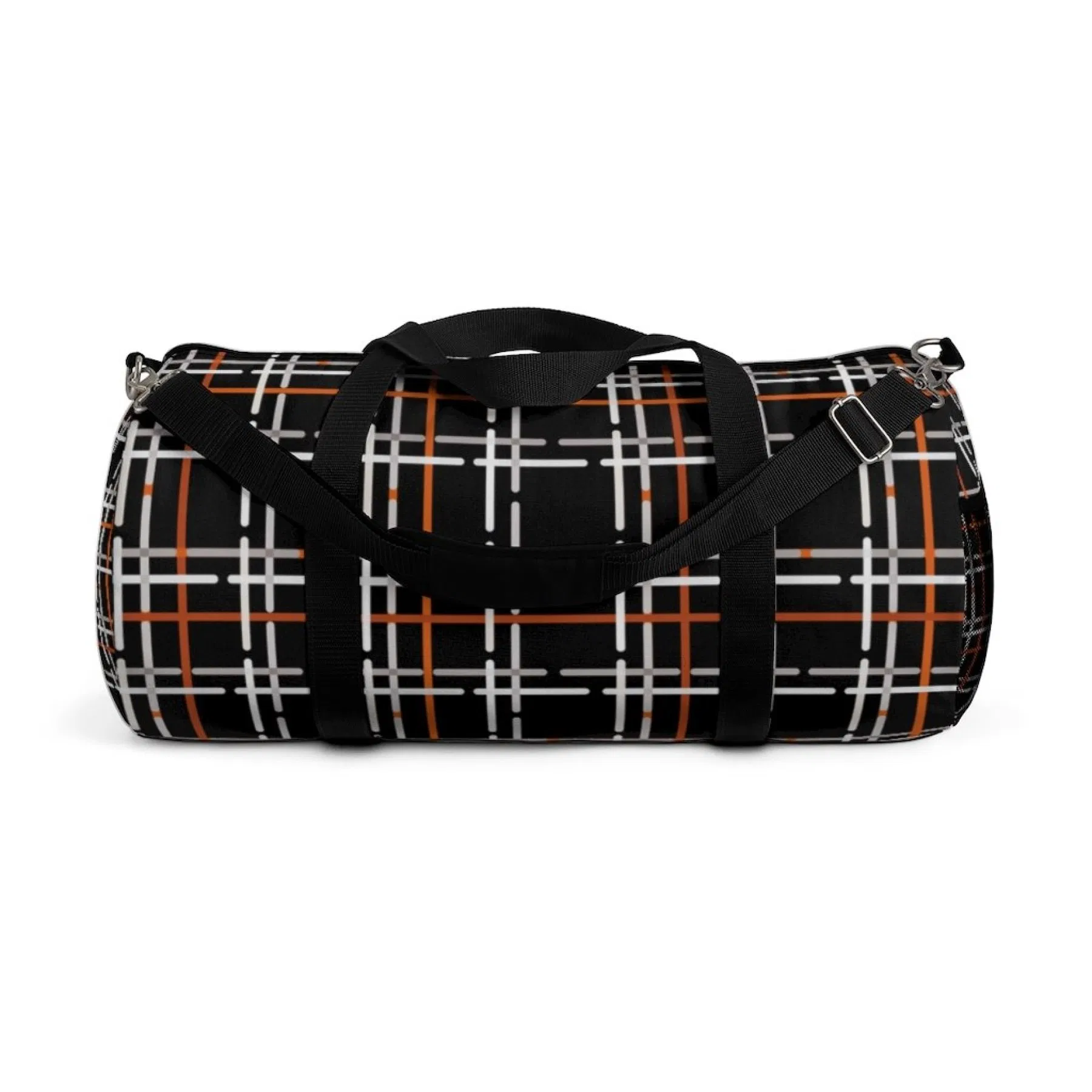 Duffel Taschen, schwarz und orange Tartan Style Tasche