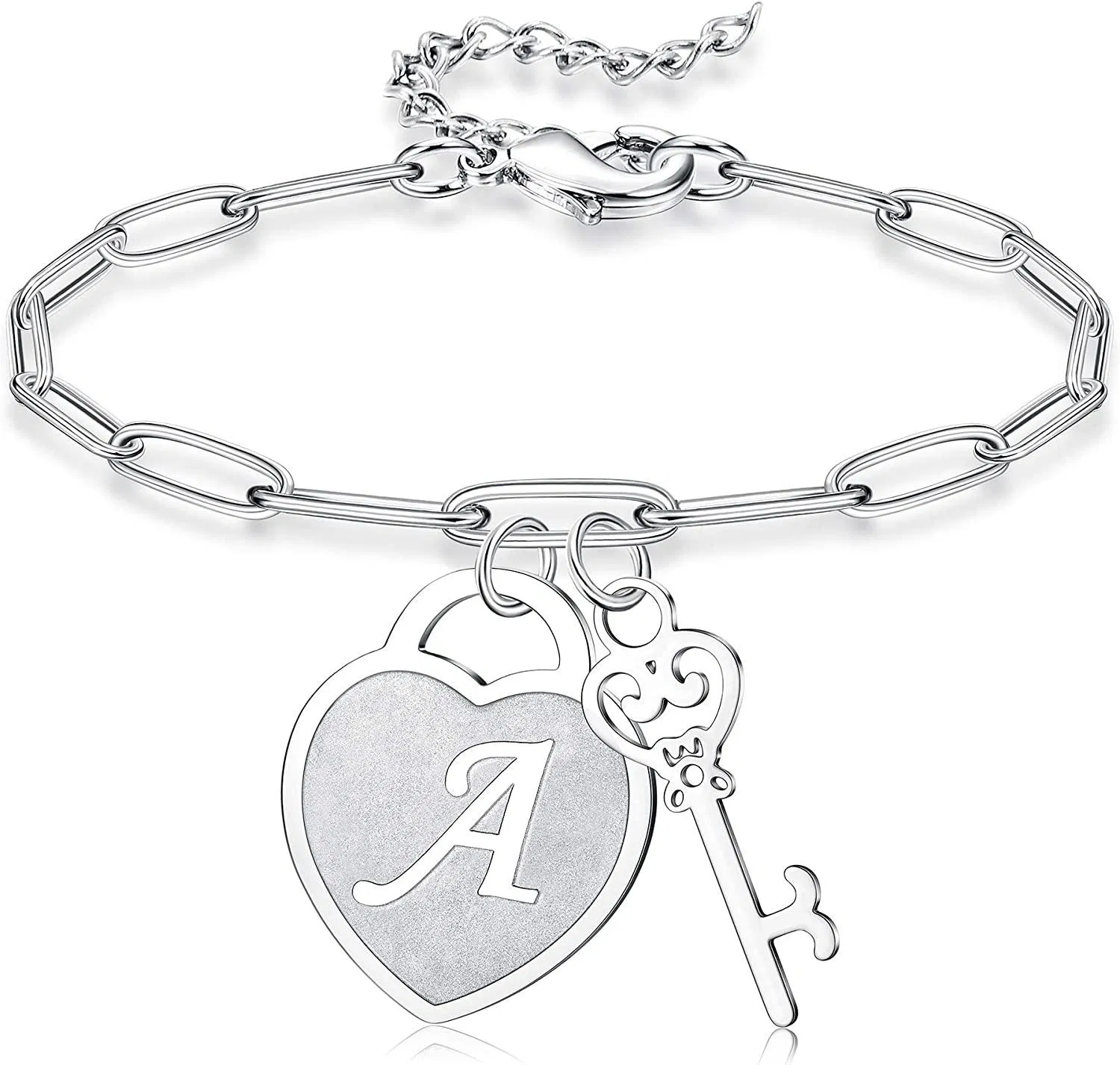 Herz Charm Armbänder für Frauen Mädchen Frauen; Edelstahl Gravitiert 26 Buchstaben Herz Anfang Armbänder Geburtstag Valentinstag Weihnachtsgeschenk für Freundin