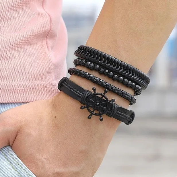 Vintage Leder Blatt Armband Armband für Frauen Männer
