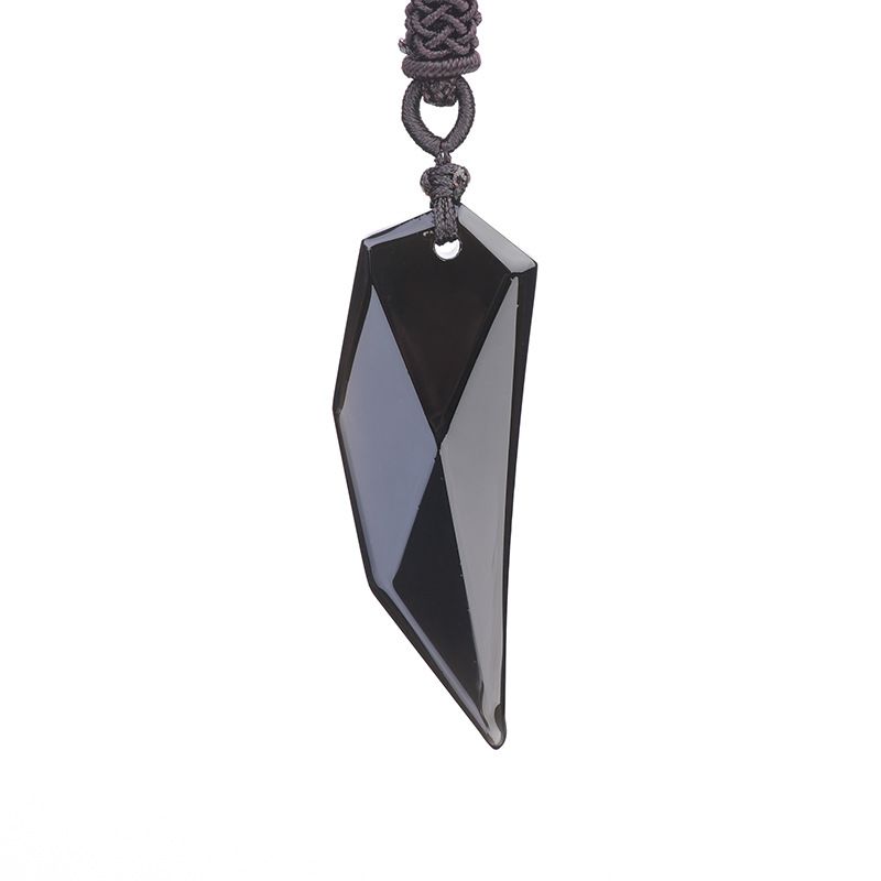 Natürliche Obsidian Wolf Zahn Anhänger Paar Schmuck