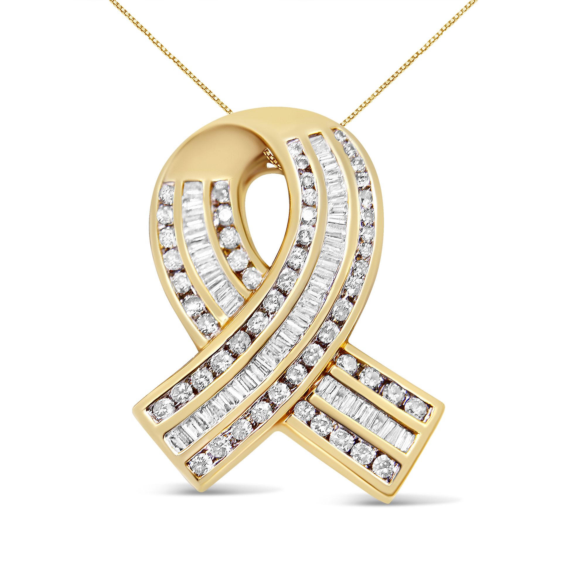 14K Gelbgold 2 5 / 8 cttw Kanal Set Weißer Diamant Bewusstsein Band Anhänger Halskette (G-H Farbe, VS1 - VS2 Klarheit) - KEINE KETTE