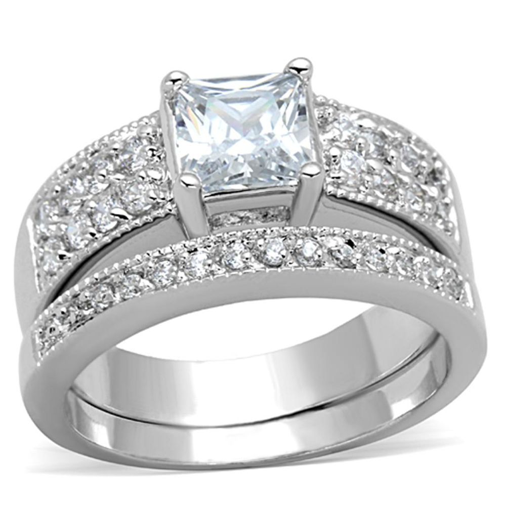 3W817 - Rhodium-Messing - Ring mit AAA-Klasse CZ in Clear